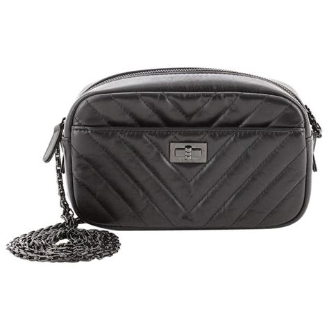 Chanel So Black Reissue Camera Crossbody Bag Chevron Aged 